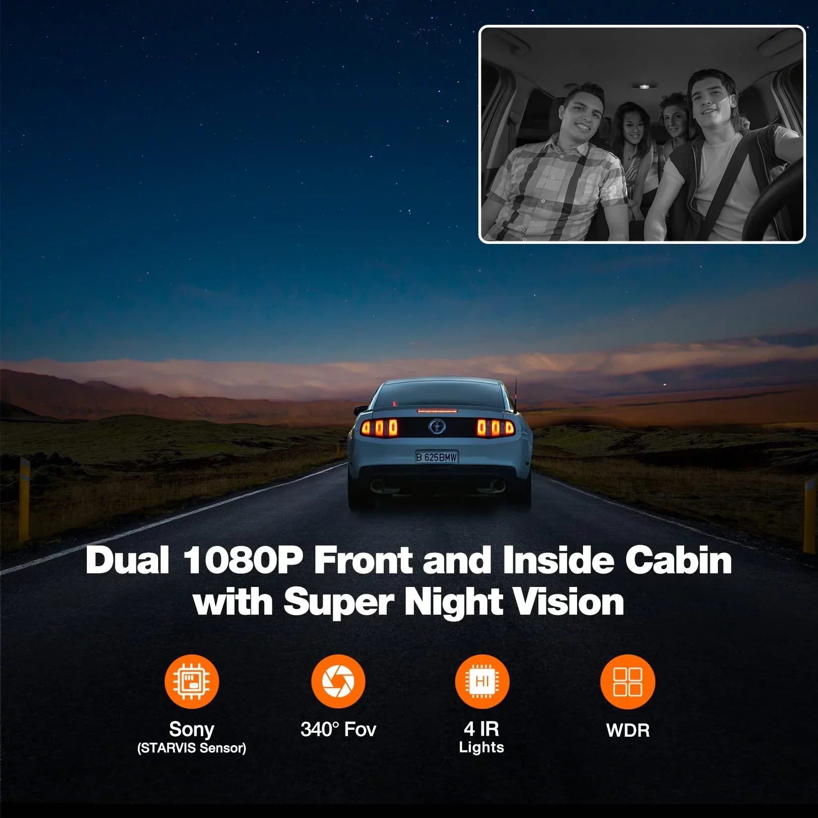 Kingslim D1 Pro 2K Dash Cam Front and Inside with Wi-Fi GPS - 2K/1080P Dual Car Dash Camera Driving Recorder, Super Night Vision with 340° Wide Angle, 24H Parking Monitor (No Card)