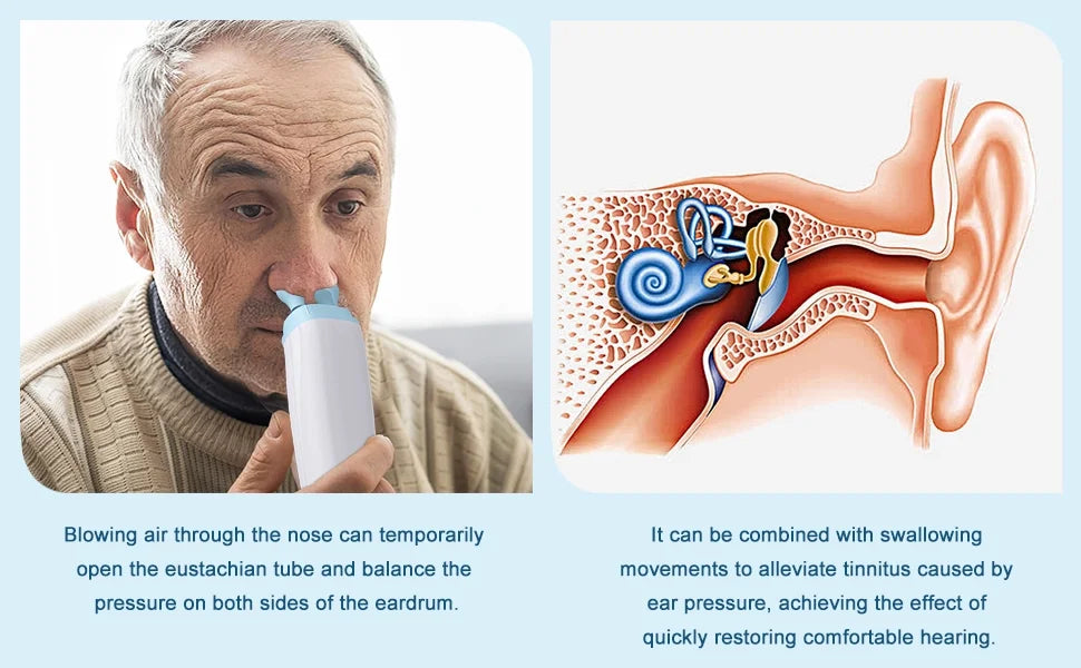 Ear Pressure Relief Device, FDA Cleared Balanced Ear Pressure Expander, Tinnitus Relief for Ringing Ears Dual Head, Eustachi Ear Unclogger, Single Side Plug Design with One Replacement Head