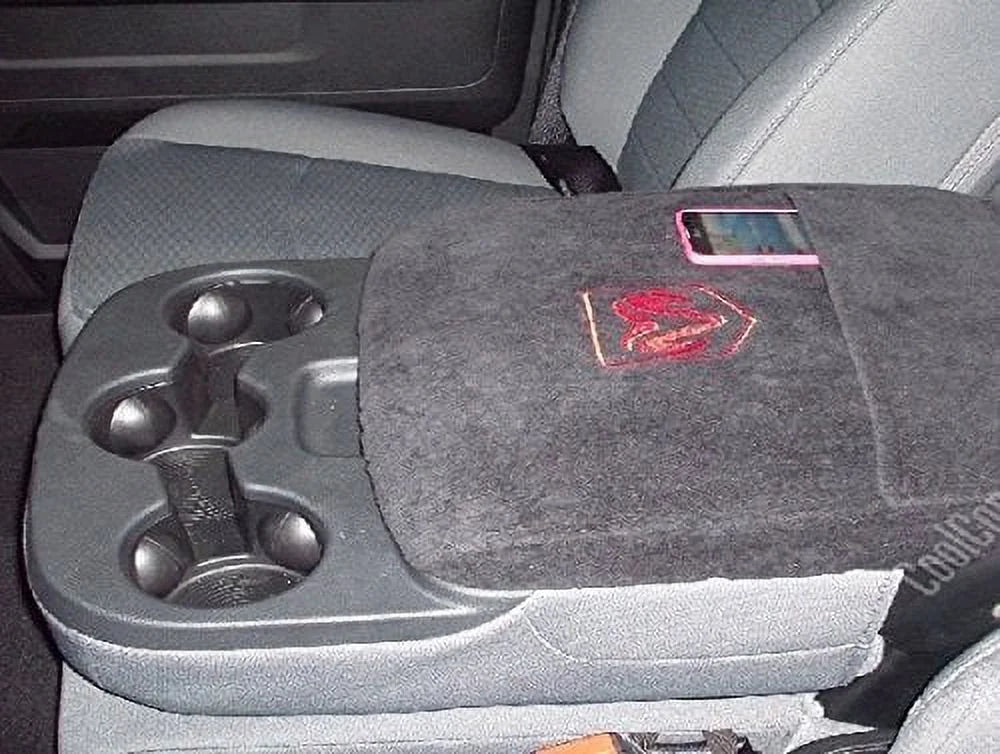 Seat Armour Custom Fit Officially Licensed Center Console Protection with Ram Embroidered Logo for Select Ram Models - Black