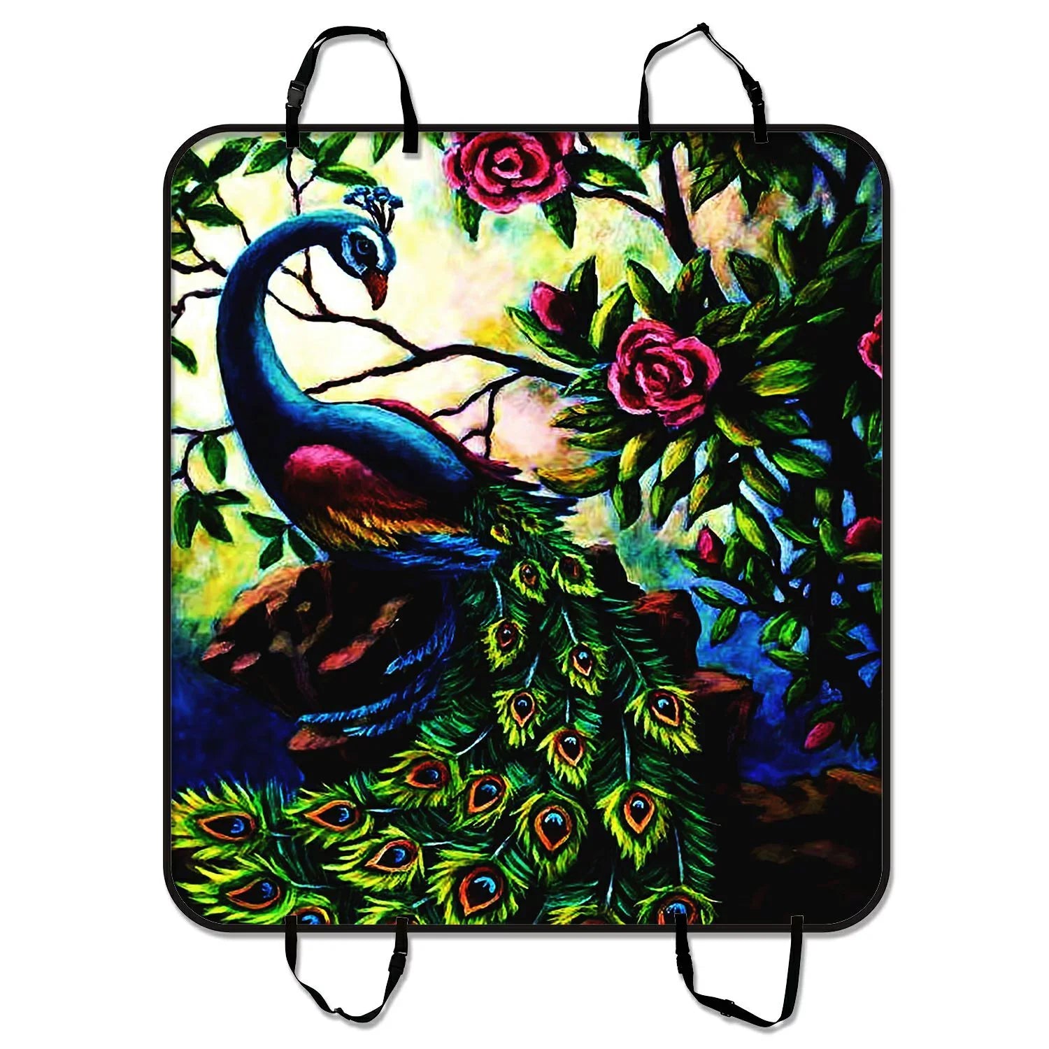 GCKG Artistic Paintings Graceful Peacock Pet Car Seat Wrap Dog Car Seat Mat Hammock Cargo Mat Trunk Mat For Cars Trucks and SUV 54x60 inches