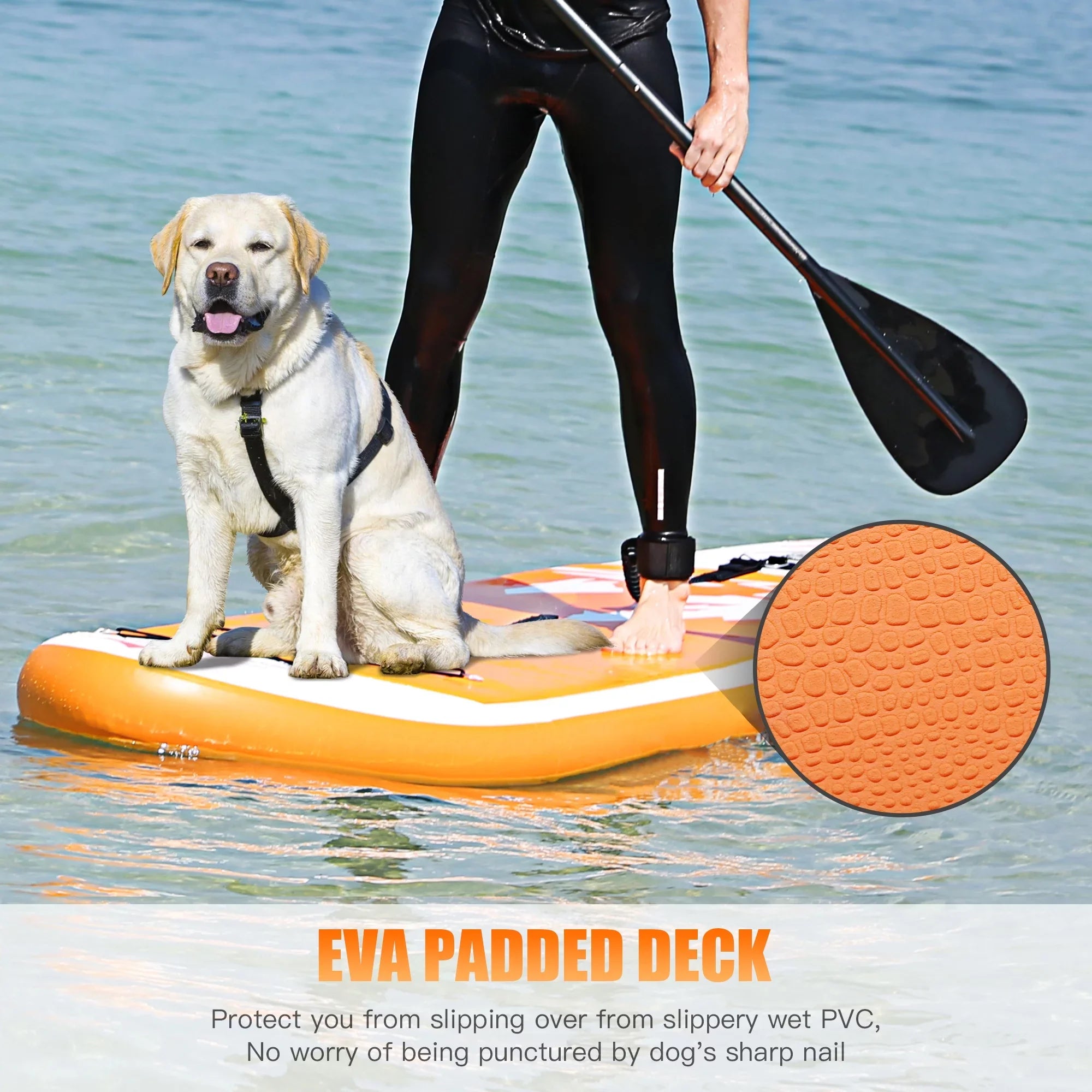 Famistar 10' Inflatable Stand Up Paddle Board (6"Thick) with SUP/ 3 Pins | Wide Stance, Bottom Fin for Paddling, Surf Control, Non-Slip Deck |Youth & Adult Standing Ship