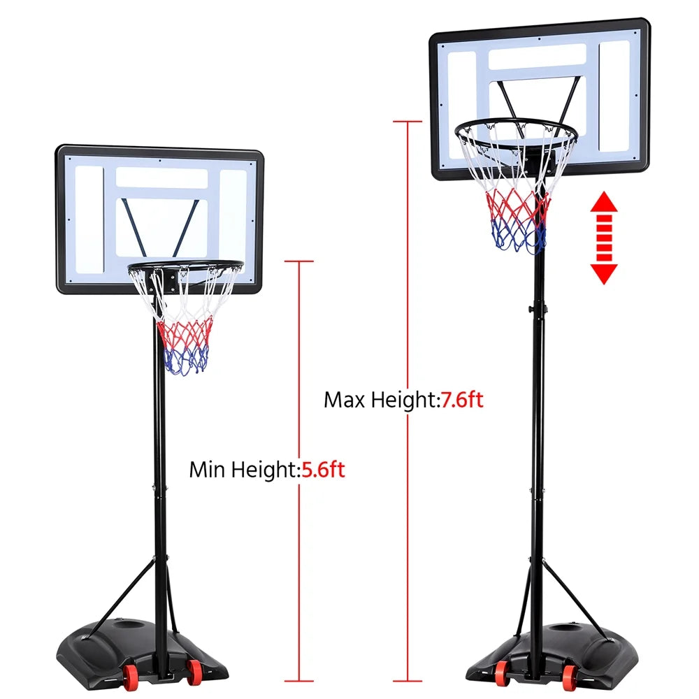 Renwick Portable Junior Basketball System Up to 8.2 Ft. for Kids, Junior and Youth for Indoor and Outdoor with Wheels