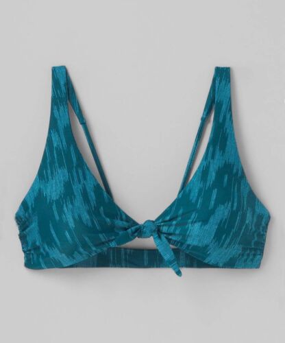 prAna Vivienne Size Small (S) Reversible Front Tie Bikini Top Deep Verde Ikat