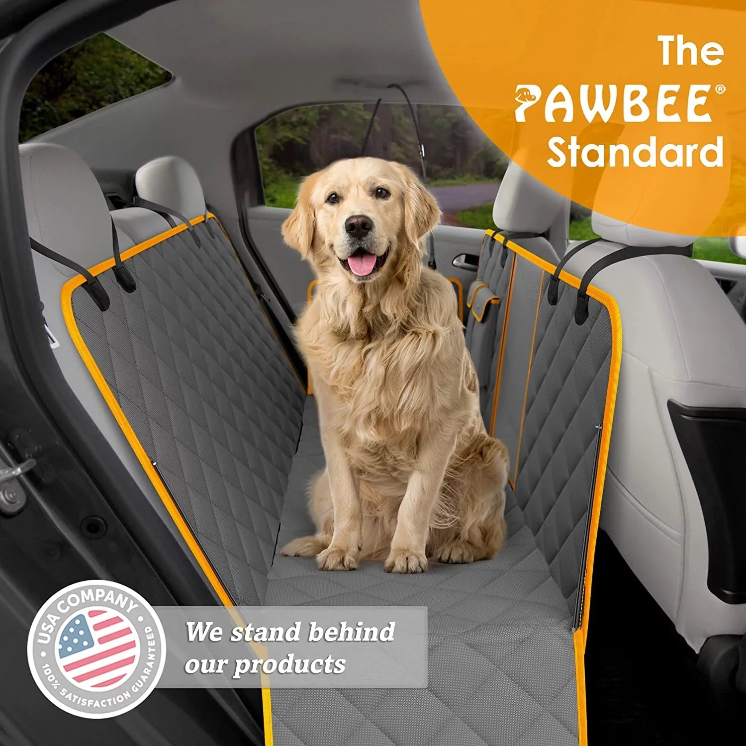 PAWBEE Dog Car Seat Protection – Nonslip & Scratchproof Dog Seat Wrap for Cars – Waterproof Car Seat Protection for Dogs with Bonus Car Seat Belt – SUV, Trucks & Car Hammock for Dogs with Front Mesh Window