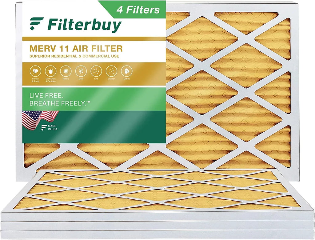 Filterbuy 14x28x1 MERV 11 Pleated HVAC AC Furnace Air Filters (4-Pack)