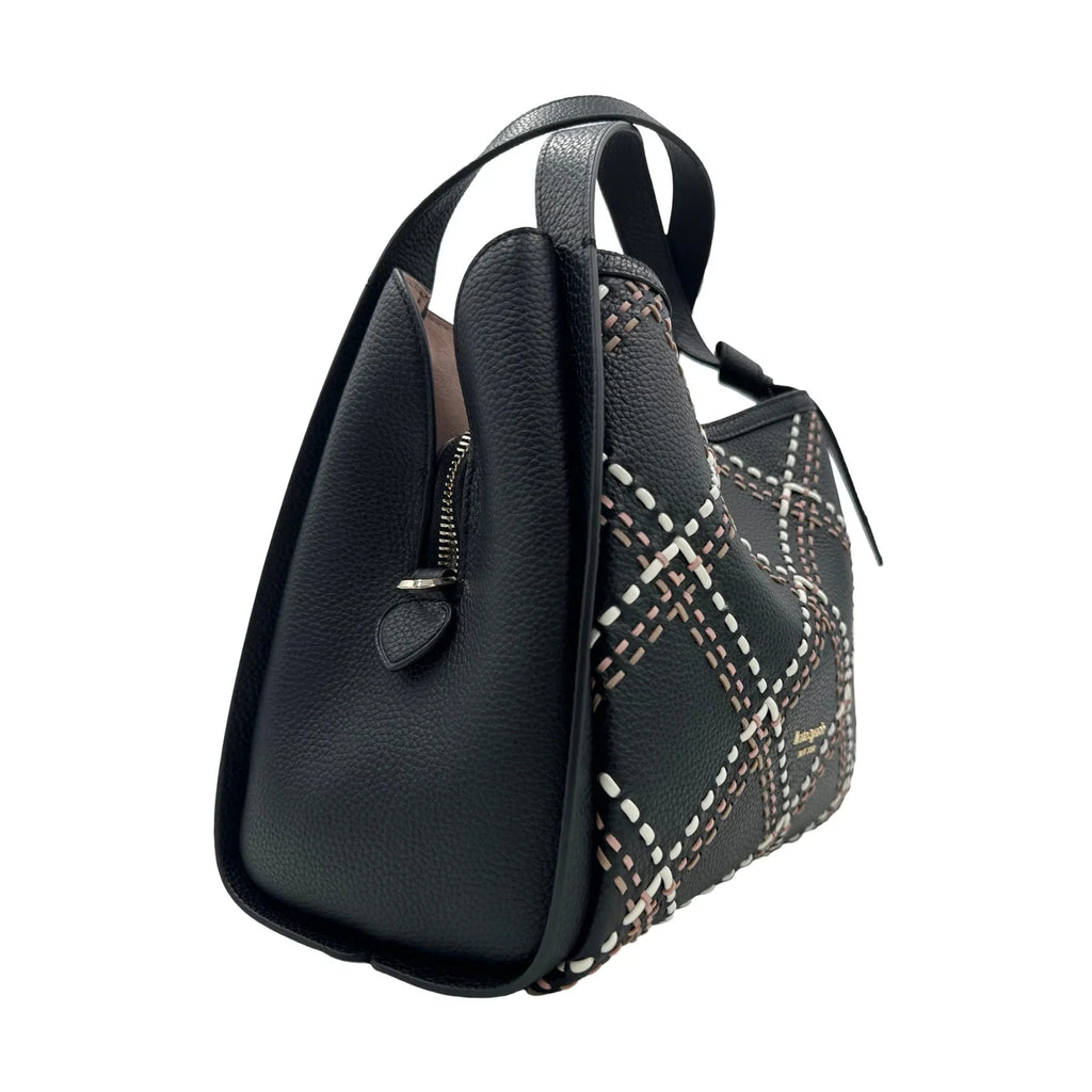 Kate Spade Knott Plaid Stitched Medium Crossbody Tote - Black