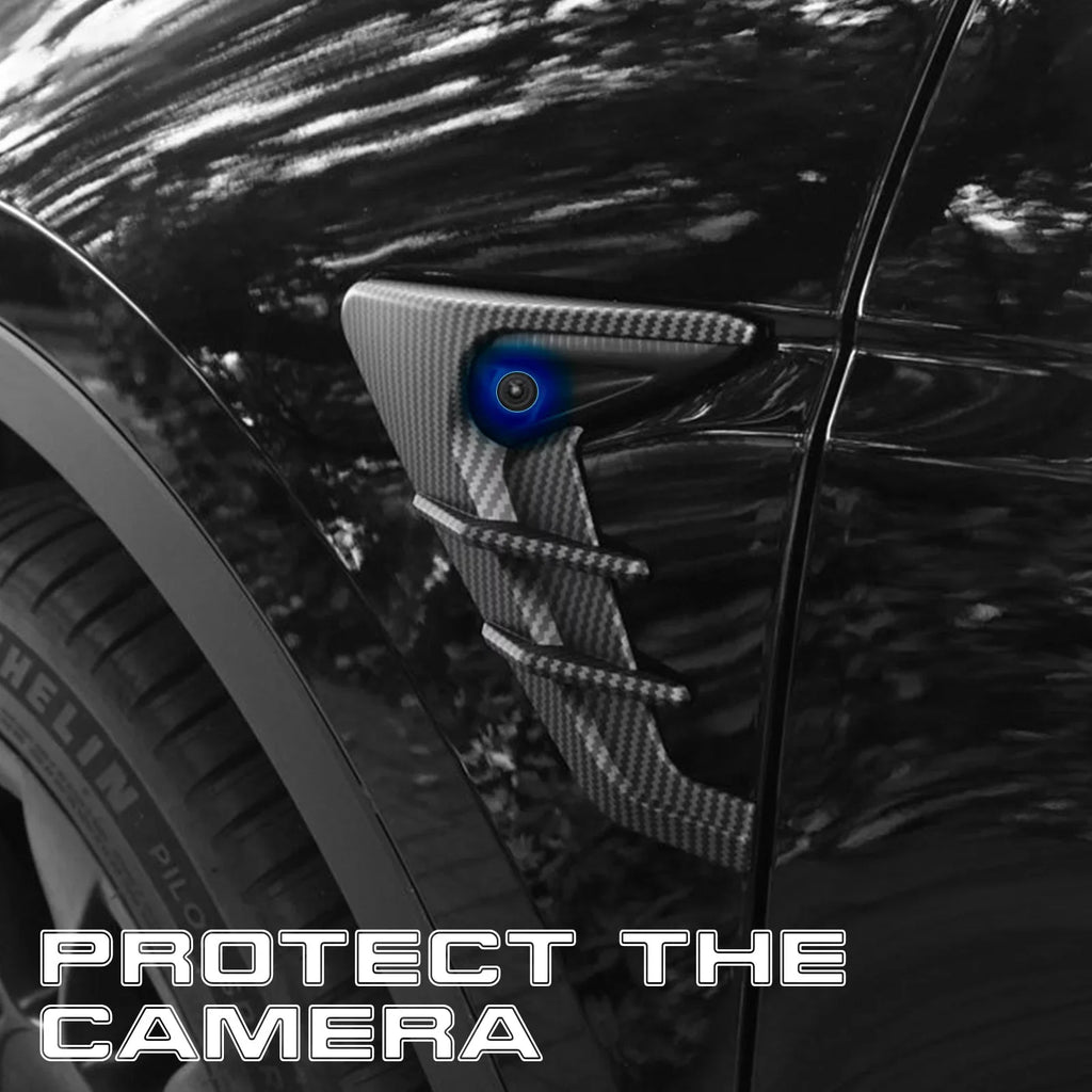 Xotic Tech Side Marker View Camera Indicator Turn Signal Coating Trim, Carbon Fiber Pattern, Fitting with Tesla Model 3 Model Y 2021+