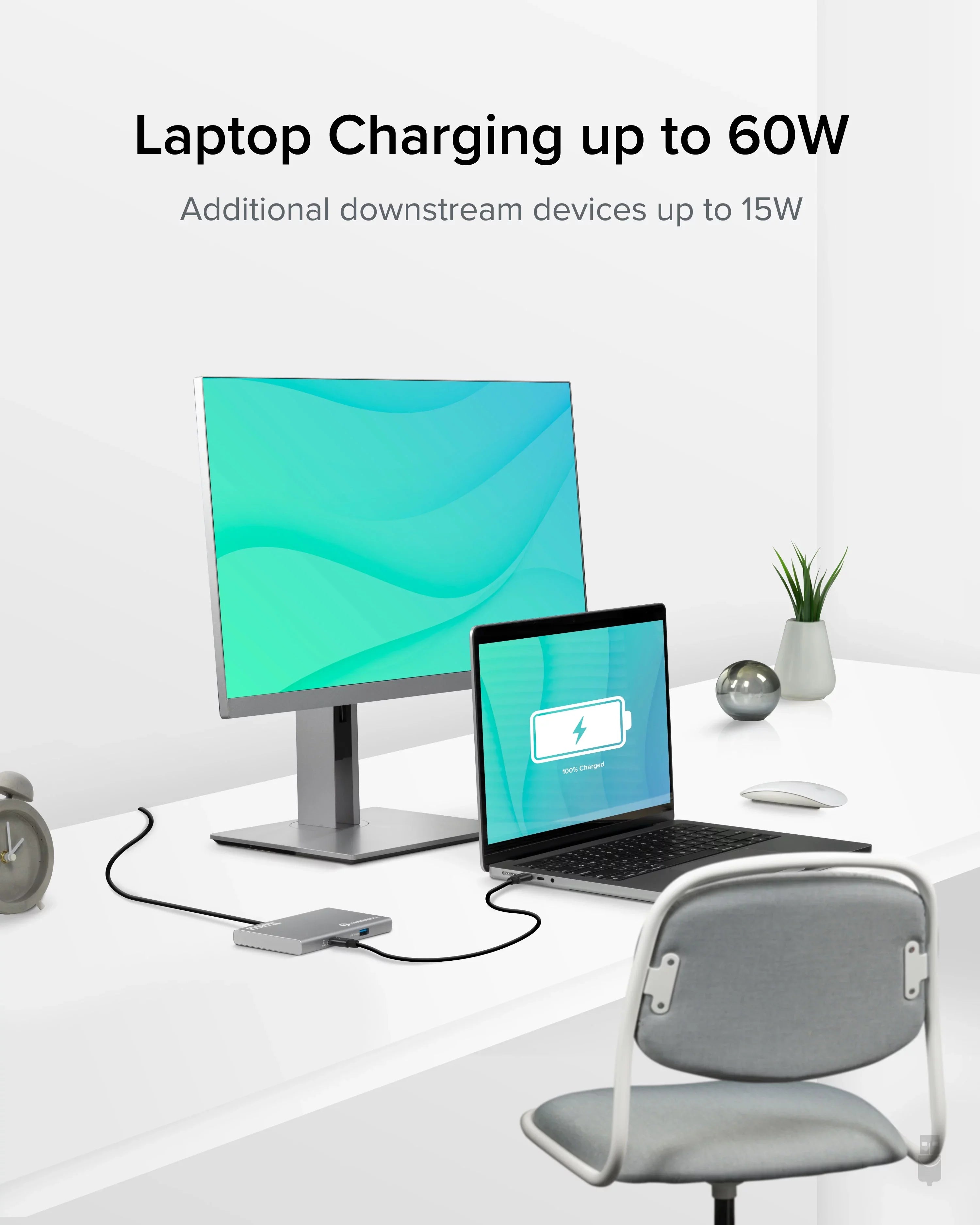 Plugable 5-in-1 Thunderbolt 4 Hub with 60W Charging, Single 8K or Dual 4K Display, Suitable with Thunderbolt USB4 Macs and Thunderbolt 4 / USB4 Windows (1x USB-C to HDMI Adapter)