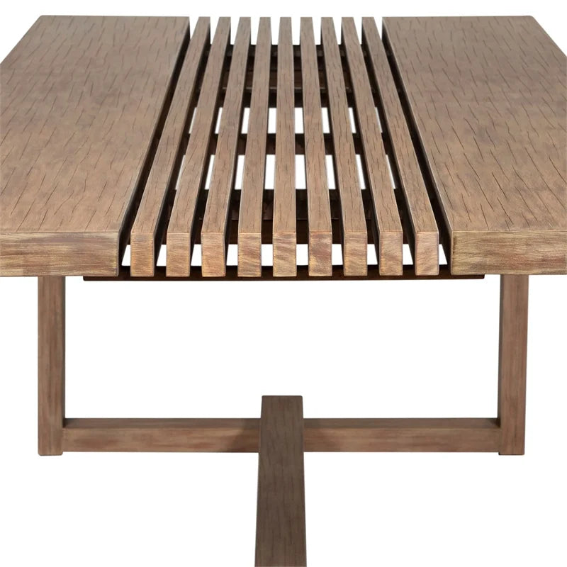 Glendora Island Outdoor 7 Piece Live Edge Dining Set in Eucalyptus and Rope