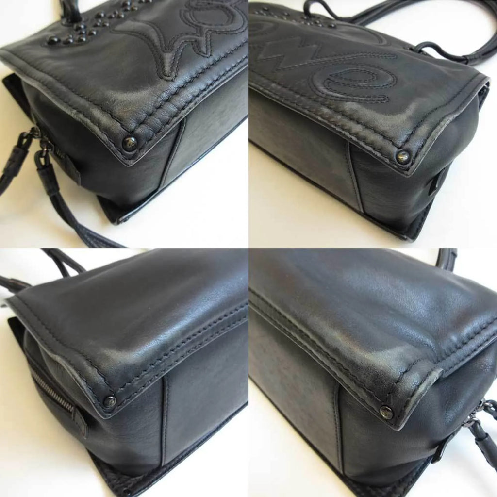 Pre-Owned Loewe Bag Shopper Tote Black Semi-shoulder Women's Leather (Good)