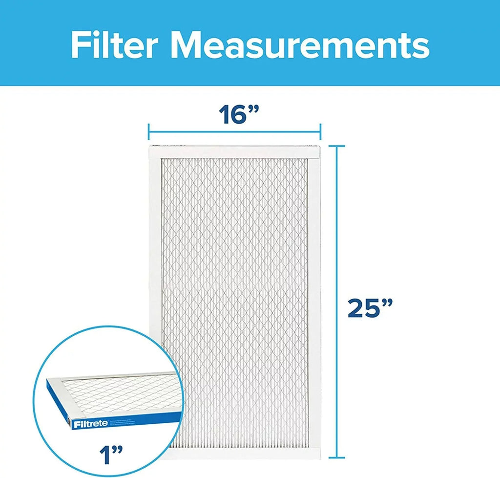 Filtrete 16x25x1 Air Filter MPR 1900 MERV 13, Healthy Living Ultimate Allergen, 2-Pack exact dimensions 15.719 x 24.72 x 0.78