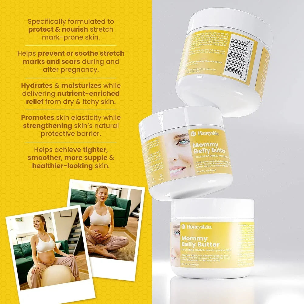 Honeyskin Nourishing Mommy Belly Butter for Stretch Marks - Skin Tightening and Firming(4oz)