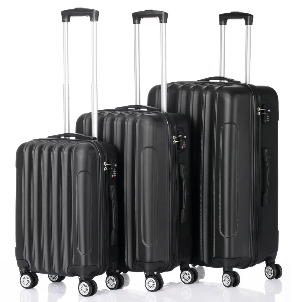 SalonMore 3 Piece Hardside Lightweight Spinner Luggage Bag Set With TSA Lock Black