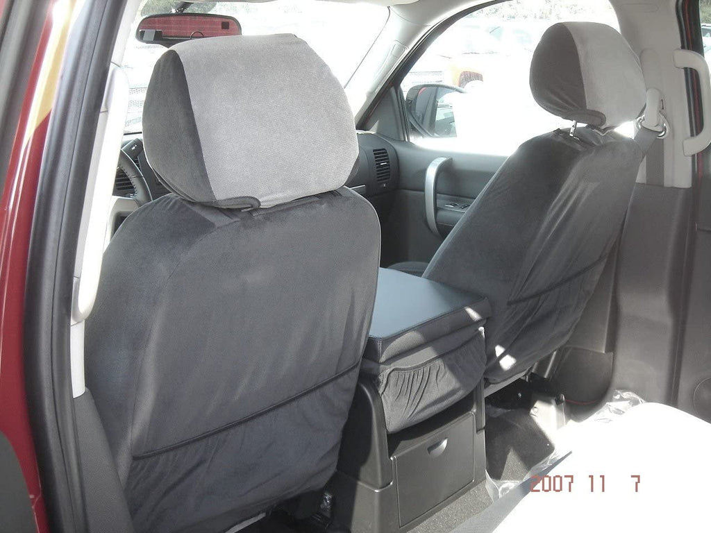 C1127 2007-2013 Chevy Silverado, Suburban and Tahoe LT Front 40/20/40 Split Seat With Opening Console With 2 Opening Lids In Gray and Black Velour