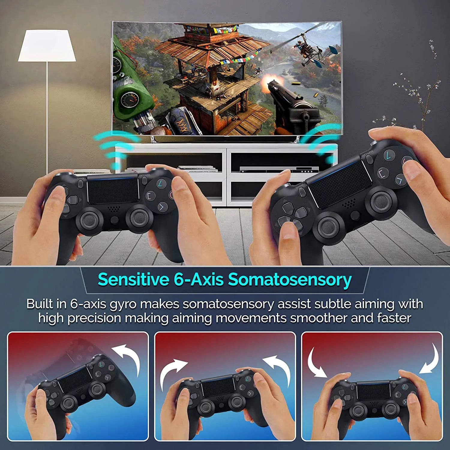 PRO Wireless GamePad Suitable with Samsung Galaxy A72 4G/5G/A32 5G/A52 5G Controller Plus 1;000 Battery/Built-In Speaker/Gyro/Remote BlueTooth Slim (Black)