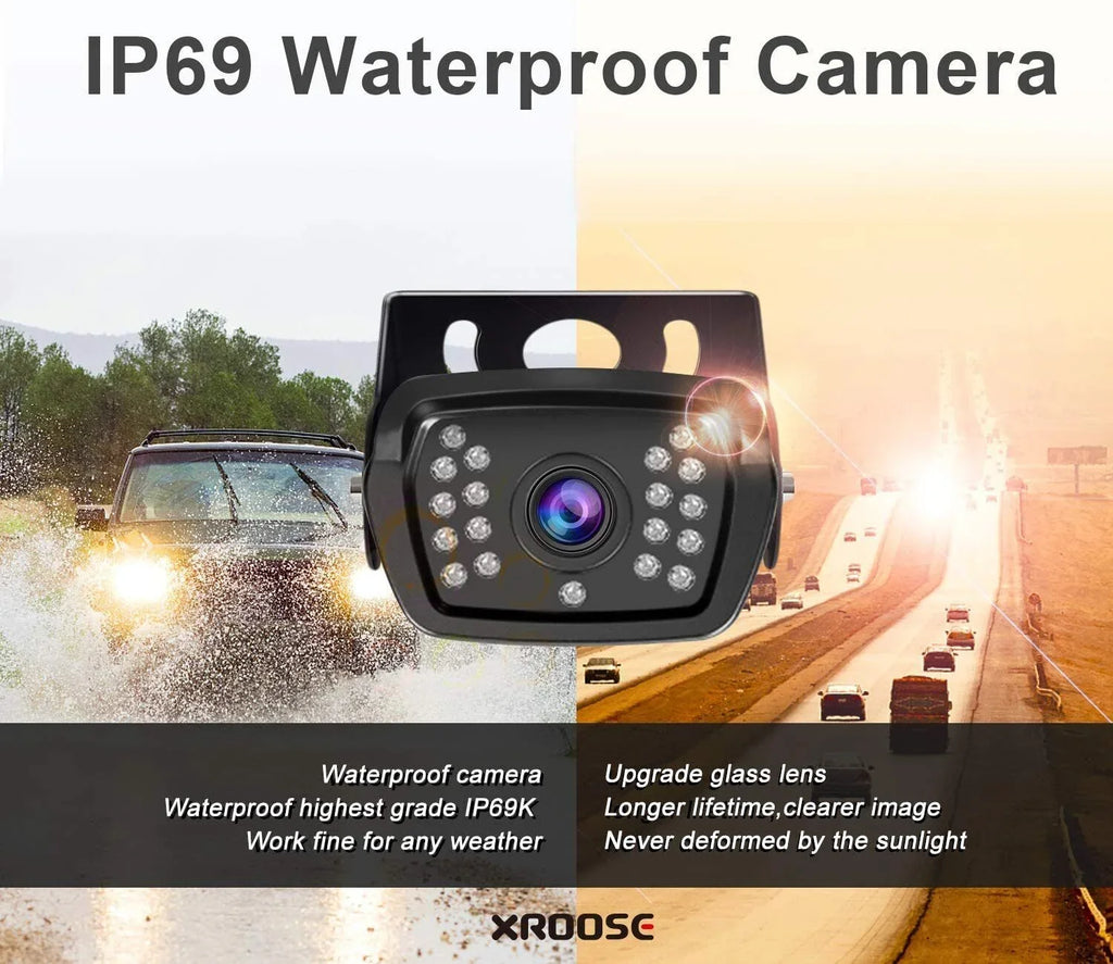 Xroose Wireless Backup Camera Car Rear View Parking System HD 1080P 7" Monitor 3.0 Night Vision for RV Camper Motohome Tralier Truck Van FW04