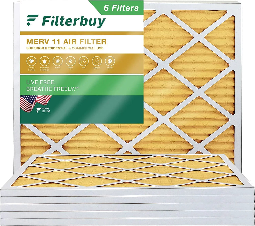 Filterbuy 10x14x1 MERV 11 Pleated HVAC AC Furnace Air Filters (6-Pack)