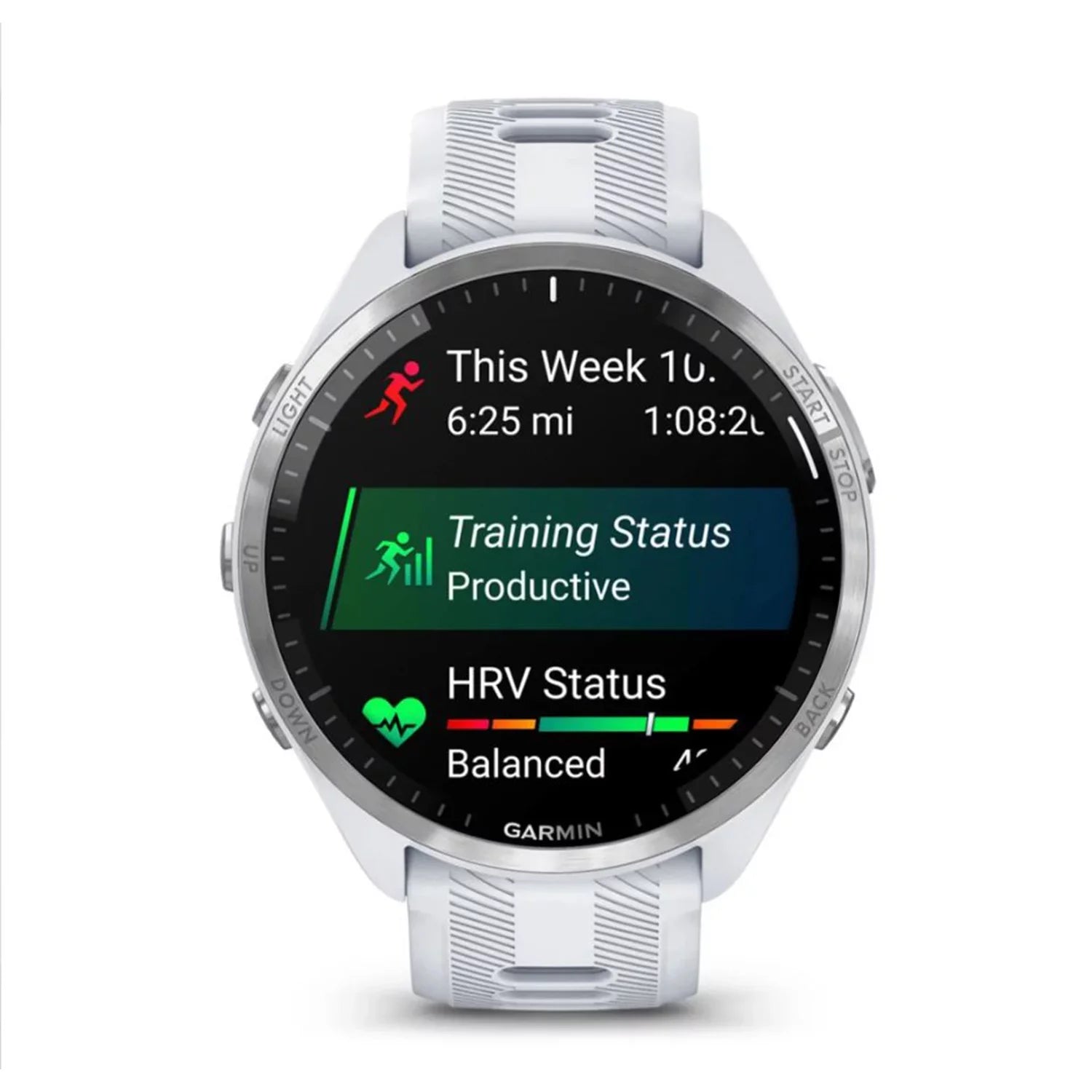 Garmin Forerunner 965 Smartwatch (White) Bundle with USB-C Charging Cable and Adapter, 6Ave Cleaning Kit, and Extended Protection
