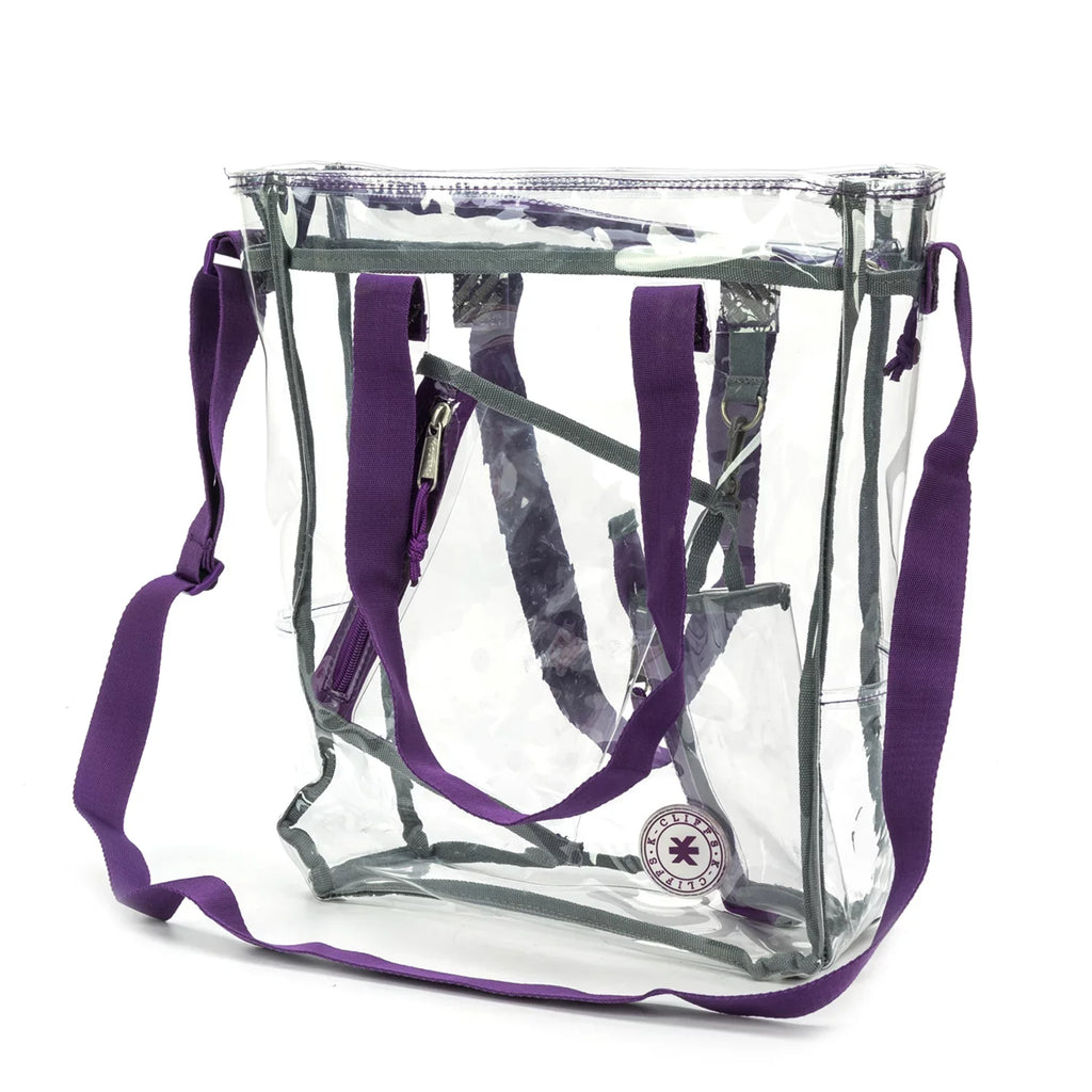 K-Cliffs Heavy Duty Clear Tote Bag , 0.5Mm Vinyl Bag, Purple, Unisex