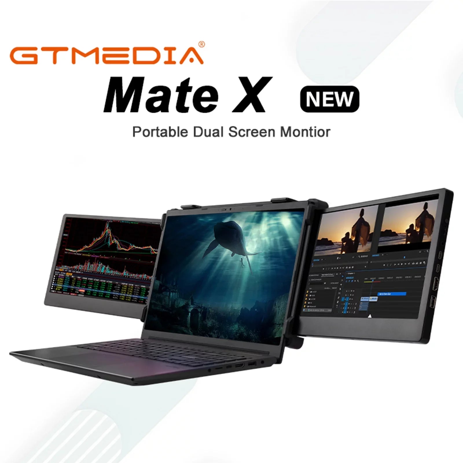 GTMEDIA Mate X 11.6-inch Portable Dual Screen Monitor for Laptop - Immersive Viewing Experience, Perfect for Multimedia and Presentations