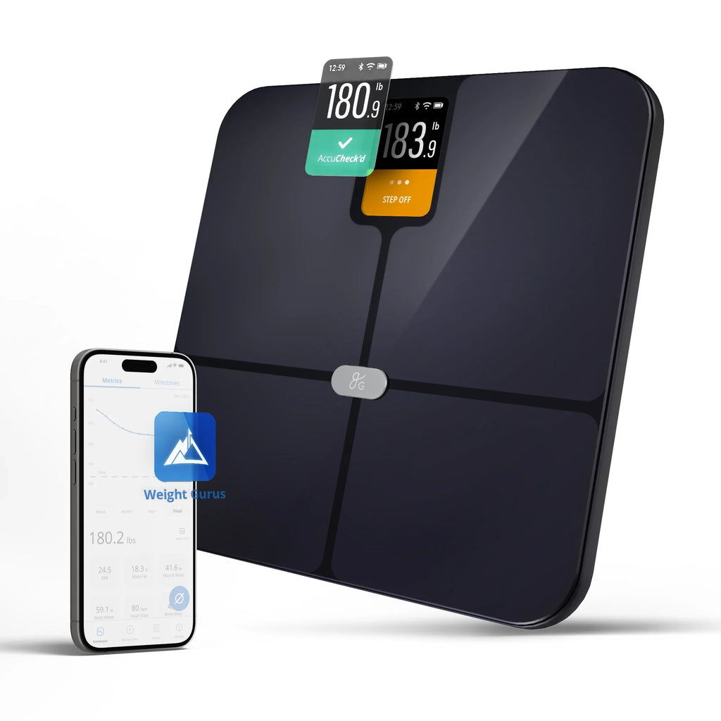 Excellent Goods Verve Digital Smart Bathroom Scale, Bluetooth and WiFi Enabled Featuring AccuCheck and SwiftSync, 10 User Profiles with Free Tracking App
