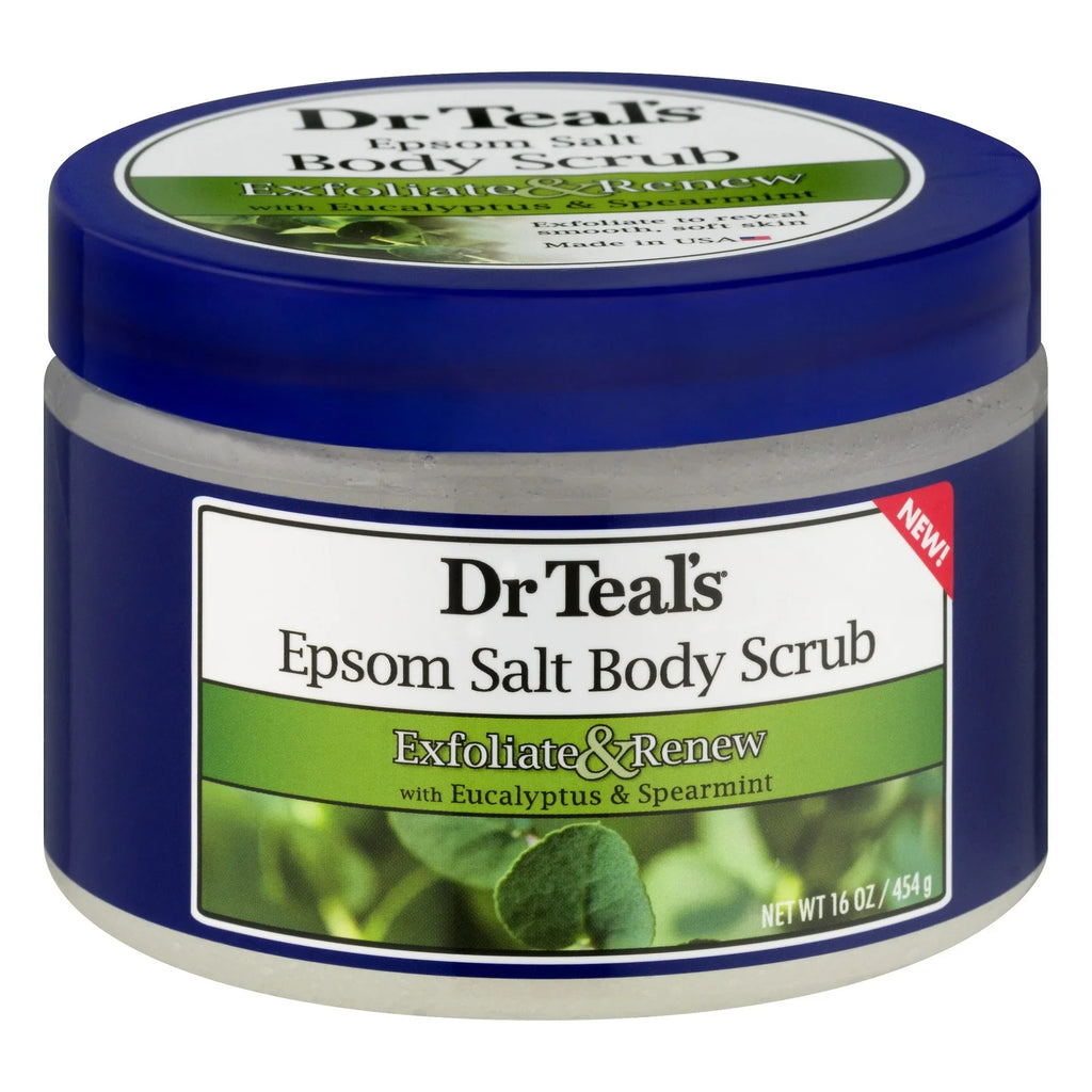 Dr Teal's Exfoliate & Renew Eucalyptus & Spearmint Epsom Salt Body Scrub, 16 oz (Pack of 3)
