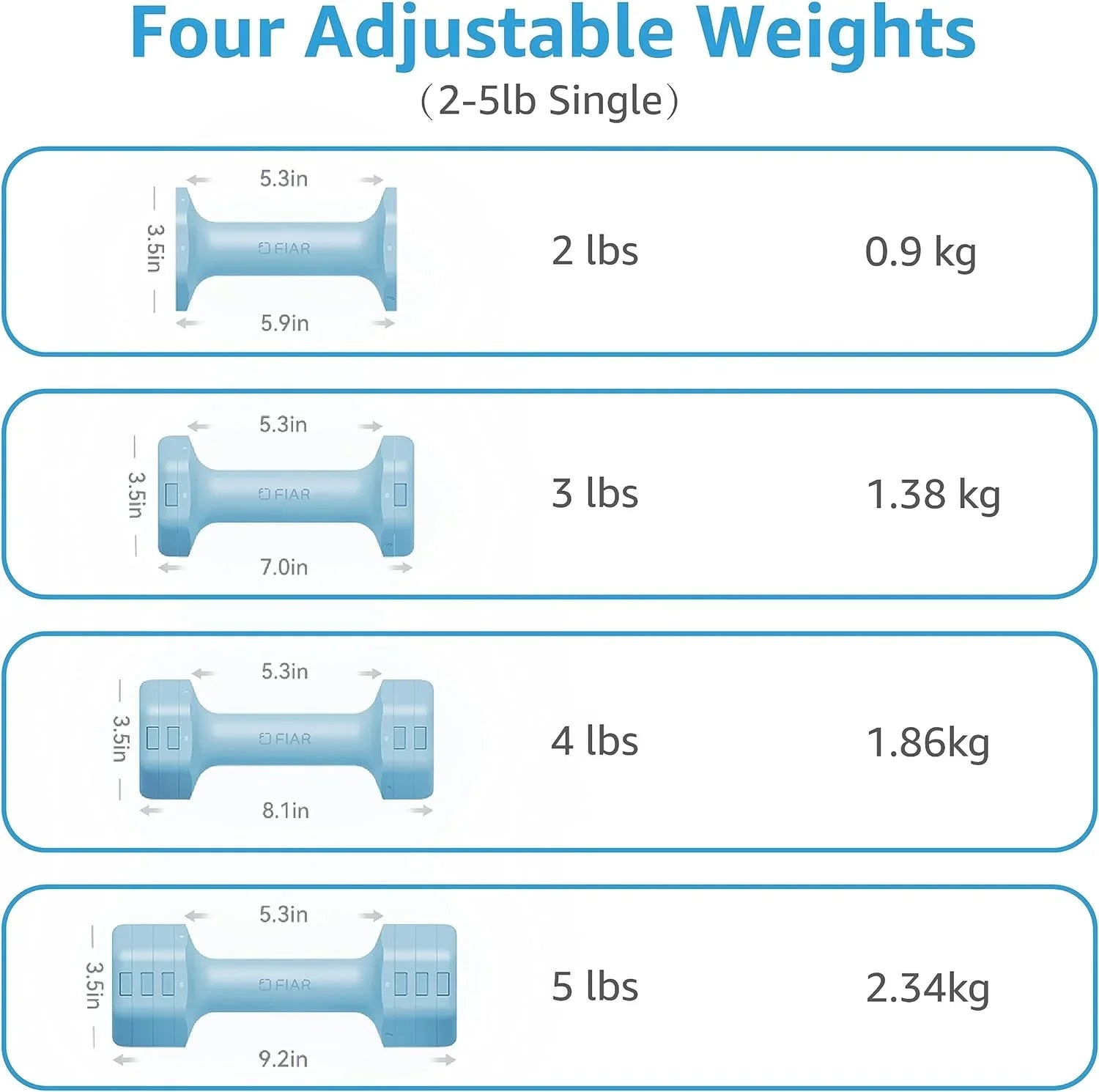 Adjustable Weight Dumbbells Set- A Pair 4lb 6lb 8lb 10lb (2-5lb Each) Free Weights Set for Home Gym Equipment Workouts Strength Training for Women, Men,Teens 3 Colors