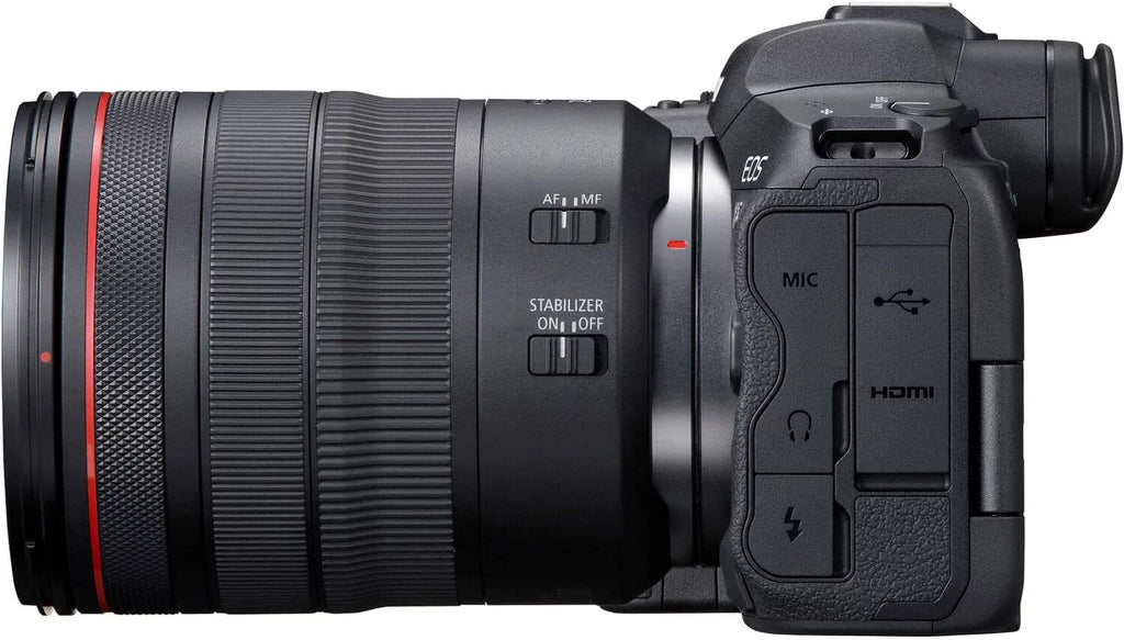 Camera bundle for Canon EOS R5 Mirrorless Camera with RF 24-105mm f/4 L IS USM Lens + Shotgun Microphone with Video Kit Accessories (128GB, Tripod, Flash and More)