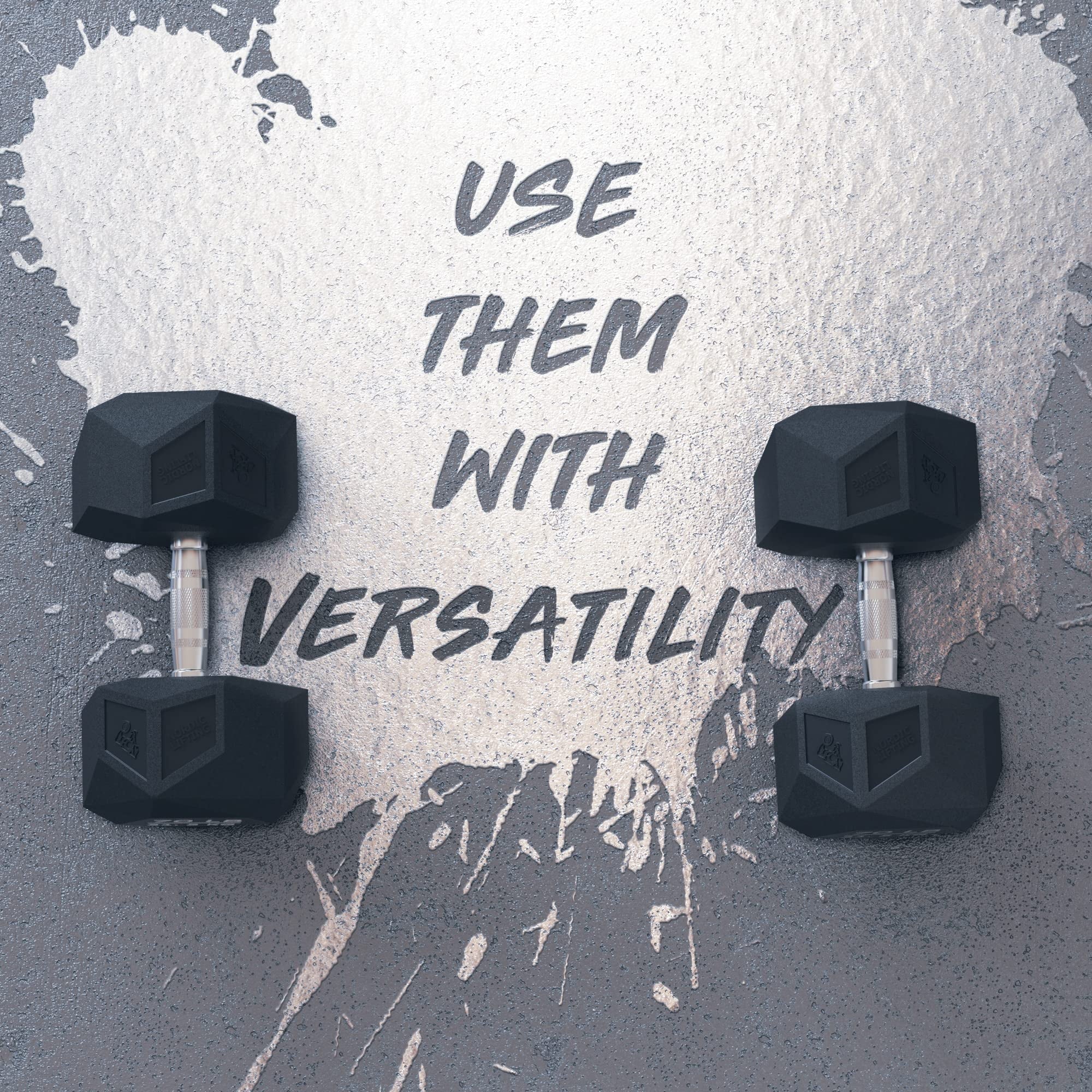 Prism Dumbbell for Strength Training - 5 Lb to 70 Lb Rubber Encased Cast Iron for Gym and Home Workout by Nordic Lifting
