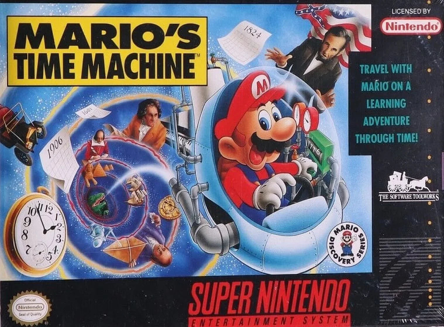 Restored Mario's Time Machine (Super Nintendo, 1993) SNES Educational Game (Refurbished)