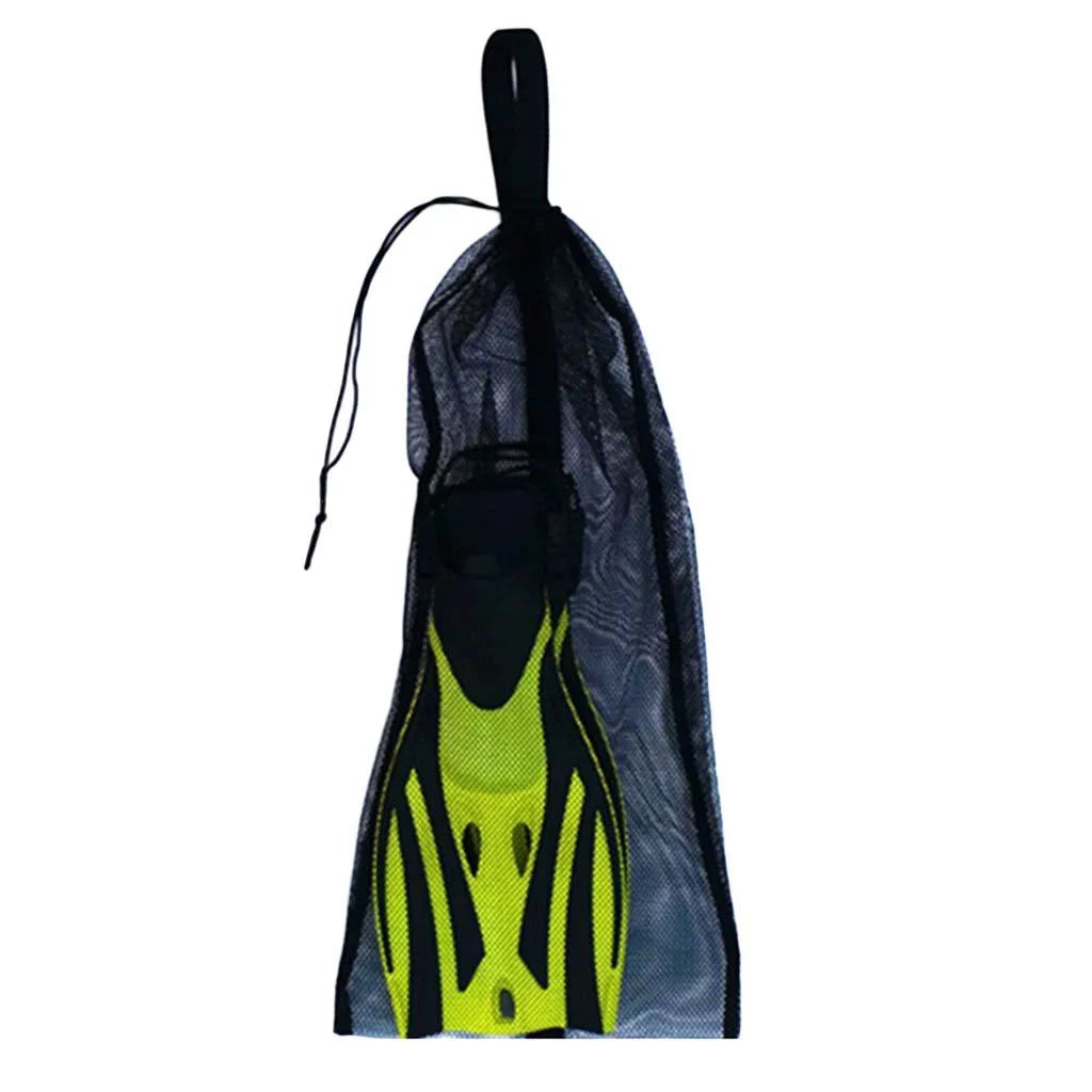 5xDrawstring Mesh Bag Shoulder Strap for Scuba Diving Snorkel Equipment Black