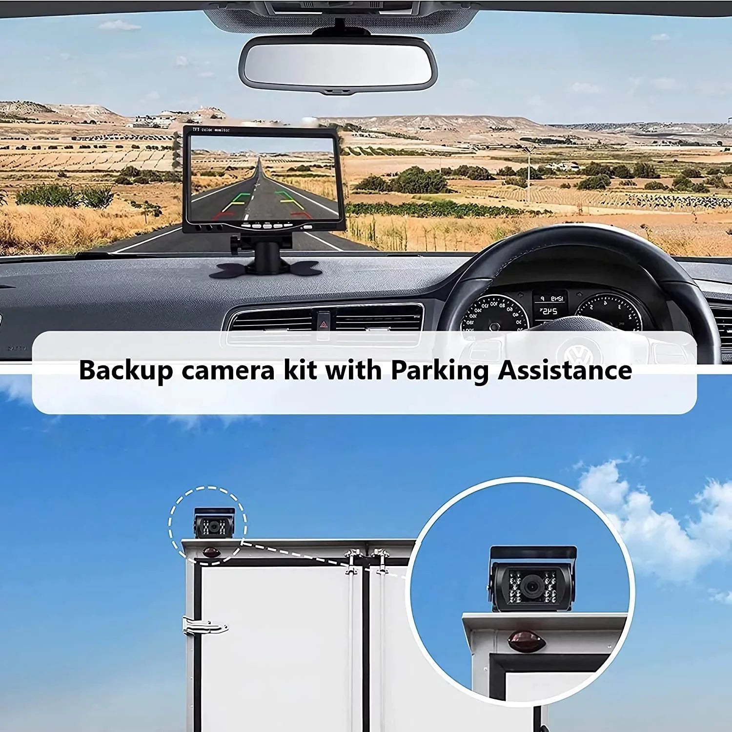 Bileeko RV Wireless Backup Camera and 7 inchMonitor Kit 2 PCS IR Night Vision Rear View Camera for RV/SUV/Van/Pickup/Truck/Trailer