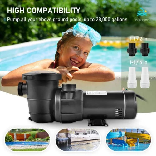 1.5HP Swimming Pool Pump Motor w/ Strainer Filter In/Above Ground 5547GPH 41FT