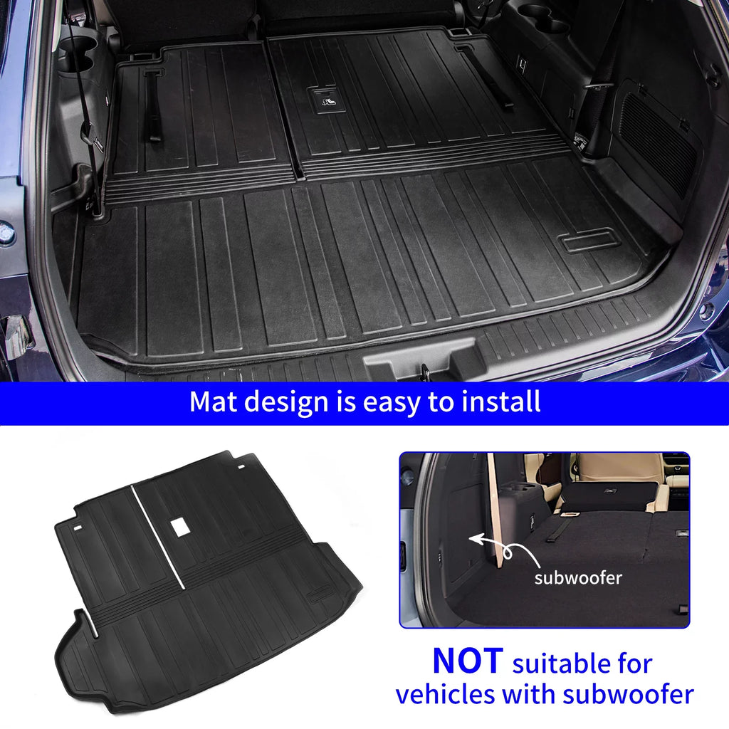 Cargo Mat Fitting with 2020-2024 Toyota Highlander Trunk Mat Cargo Liner TPE Back Seat Wrap Protector 2022 7 Seats Highlander Accessories (2020-2023, Trunk Mat with Backrest Mat)