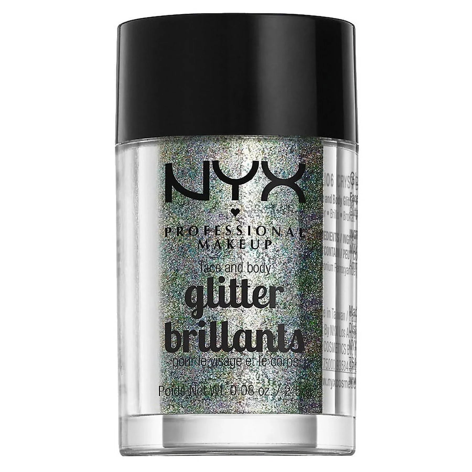 NYX Professional Makeup Face & Body Glitter, Crystal 0.08 oz Pack of 2