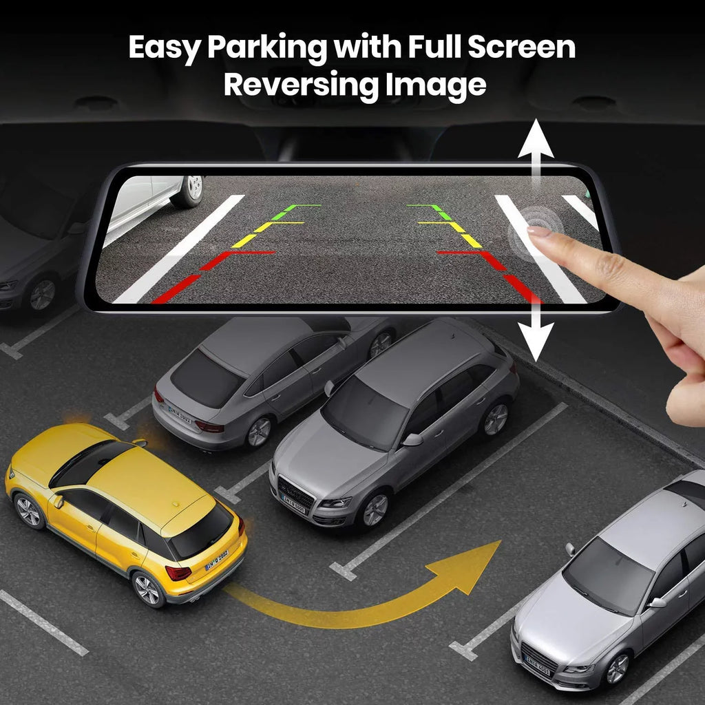Auto-Vox 9.35inch Smart Mirror Dual Dash Cam Rear View Reverse Backup Camera Full HD Touch Screen Driving Recorder