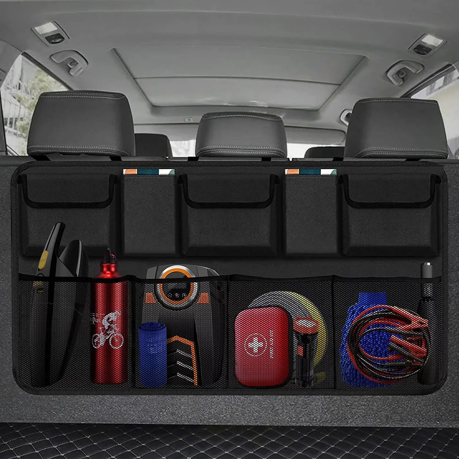 Car Trunk Organizer, Backseat Hanging Organizer with 9 Large Storage Bag Super Capacity -Trunk Organizer for SUV,Truck,V
