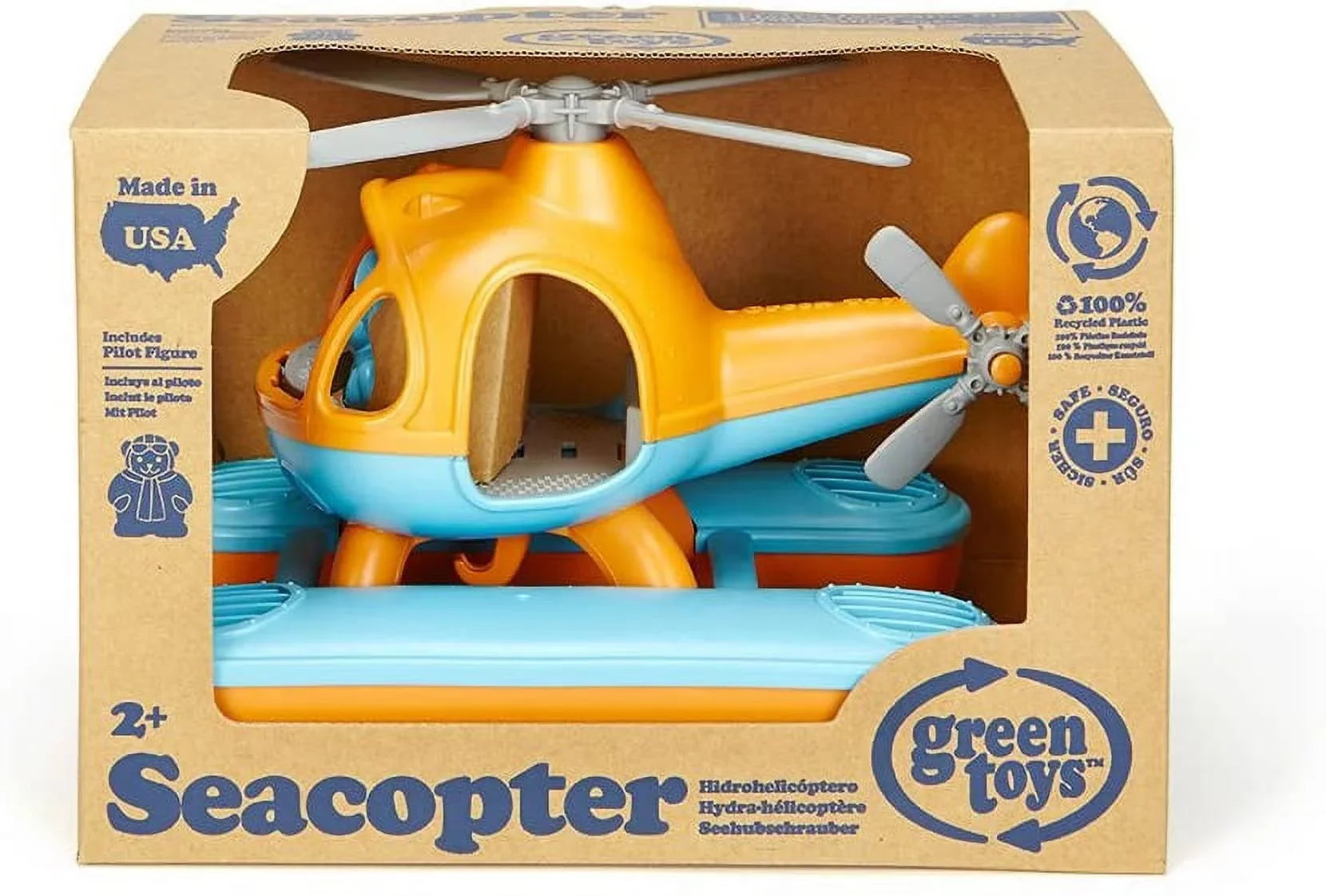 Green Toys Seacopter Play Vehicles, Orange/Blue, for Unisex Child Ages 2+