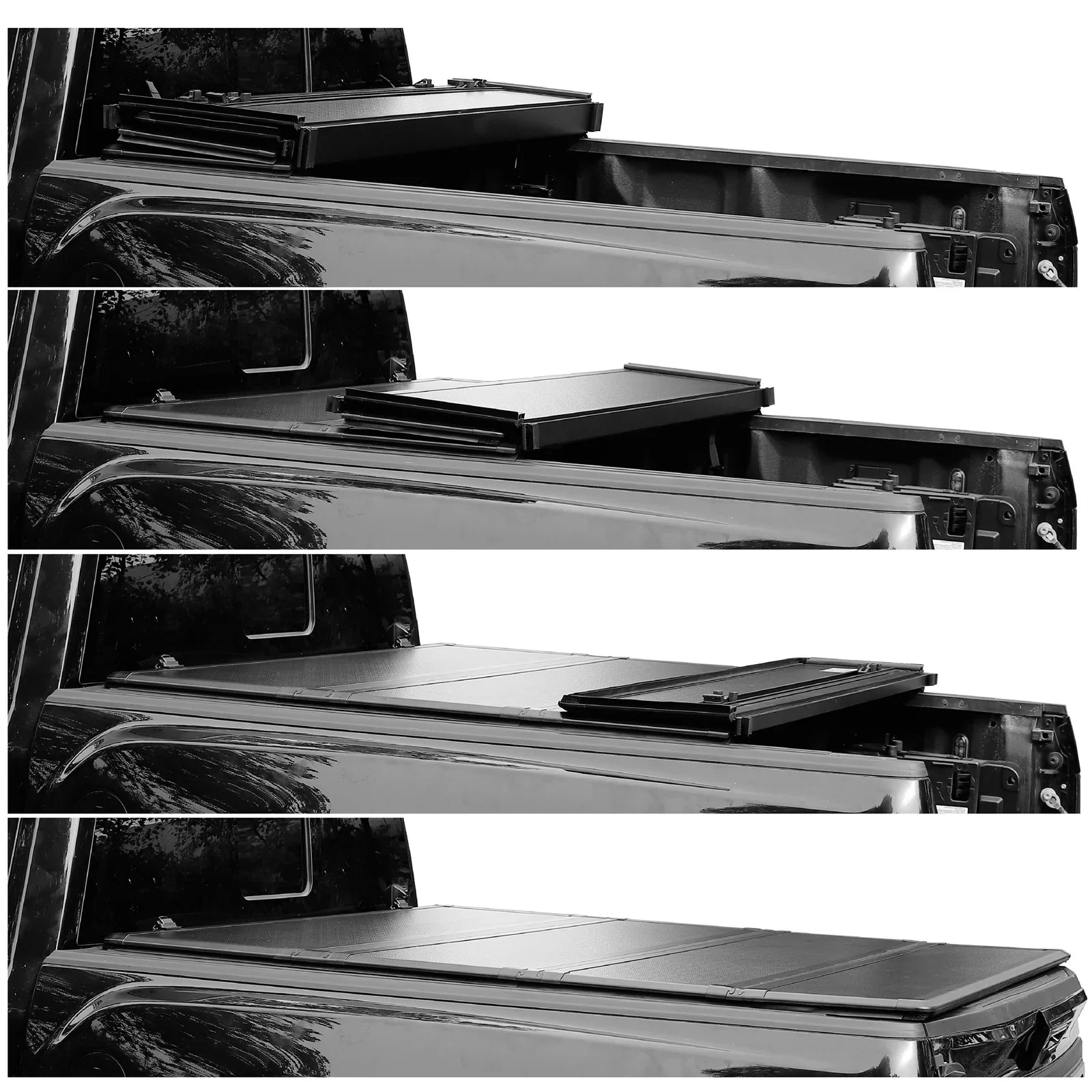 Mamoru Hard FRP Quad-Fold Solid Tonneau Wrap Suitable with 2016 2017 2018 2019 2020 2021 2022 2023 Tacoma 6' / 73.7" Truck Bed Protection | Fit for Deck Rail System