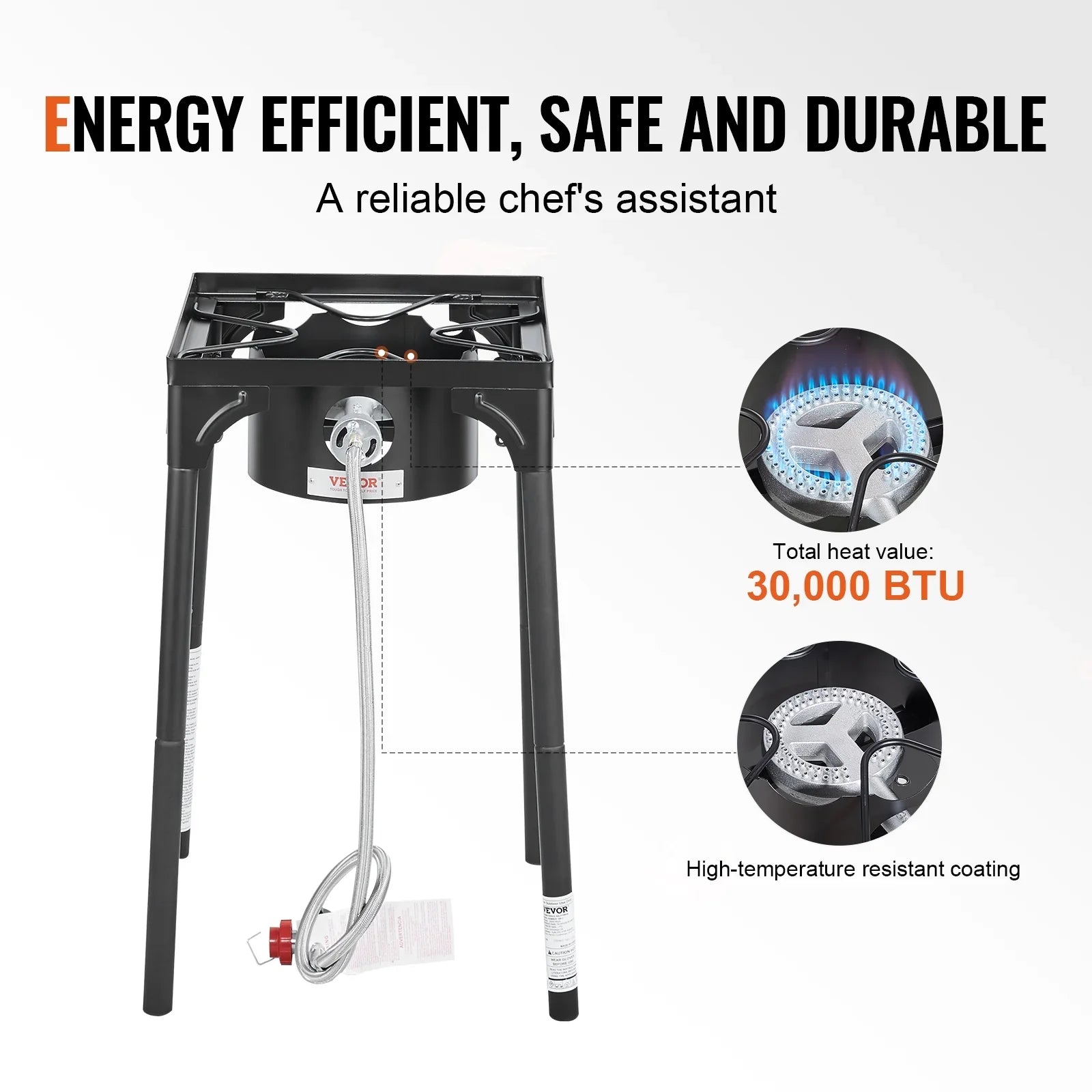 SKYSHALO Single Burner Outdoor Camping Stove Cooking Stove Portable BBQ Gas Cooker Heavy Duty Gas Cooker w/Detachable Legs Stand & Adjustable PSI Regulator, Propane Burners 30000BTU