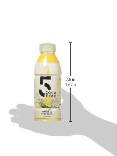 COCO5 Clean Sports Hydration Pineapple Flavor | 100% Natural | 50% Less Sugar | Nothing Artificial | Non-GMO | Gluten Free | Developed by Pro Trainers for Pro Athletes | 16.9 OZ (Pack - 12)