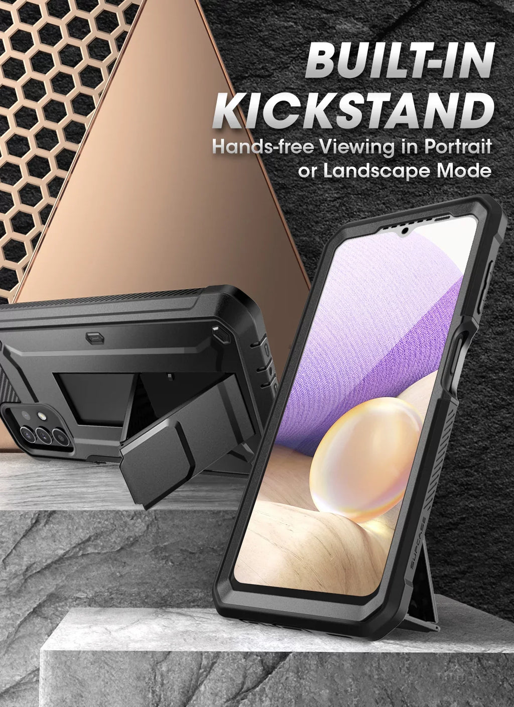 SUPCASE Unicorn Beetle Pro Series Case Designed for Samsung Galaxy A32 5G [Not Fit 4G Version], Full-Body Rugged Holster & Kickstand Case with Built-in Screen Protector (Black)