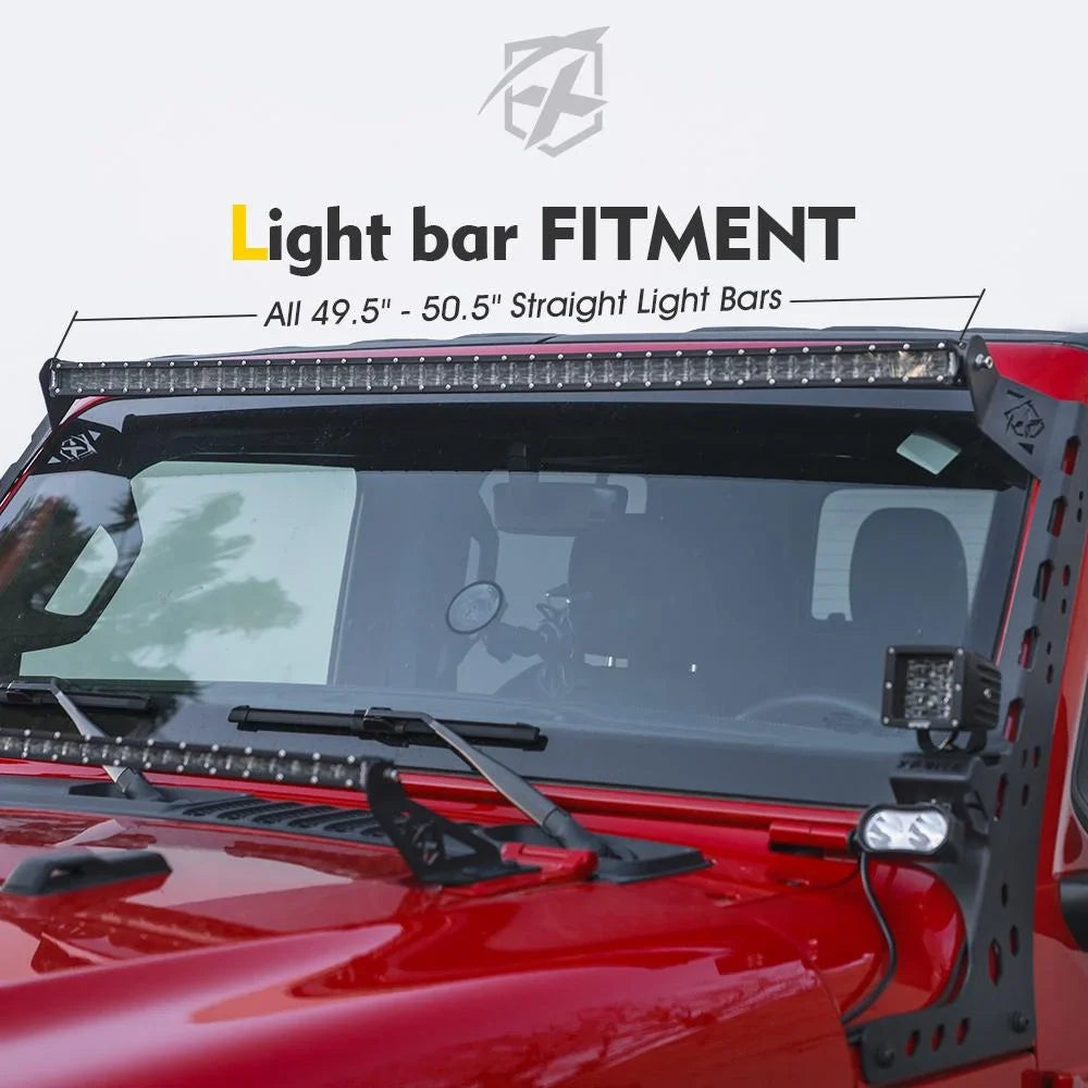 Xprite Universal Front Windshield Light Bar Mounting Brackets fit type 2018+ Jeep Wrangler JL & Gladiator JT