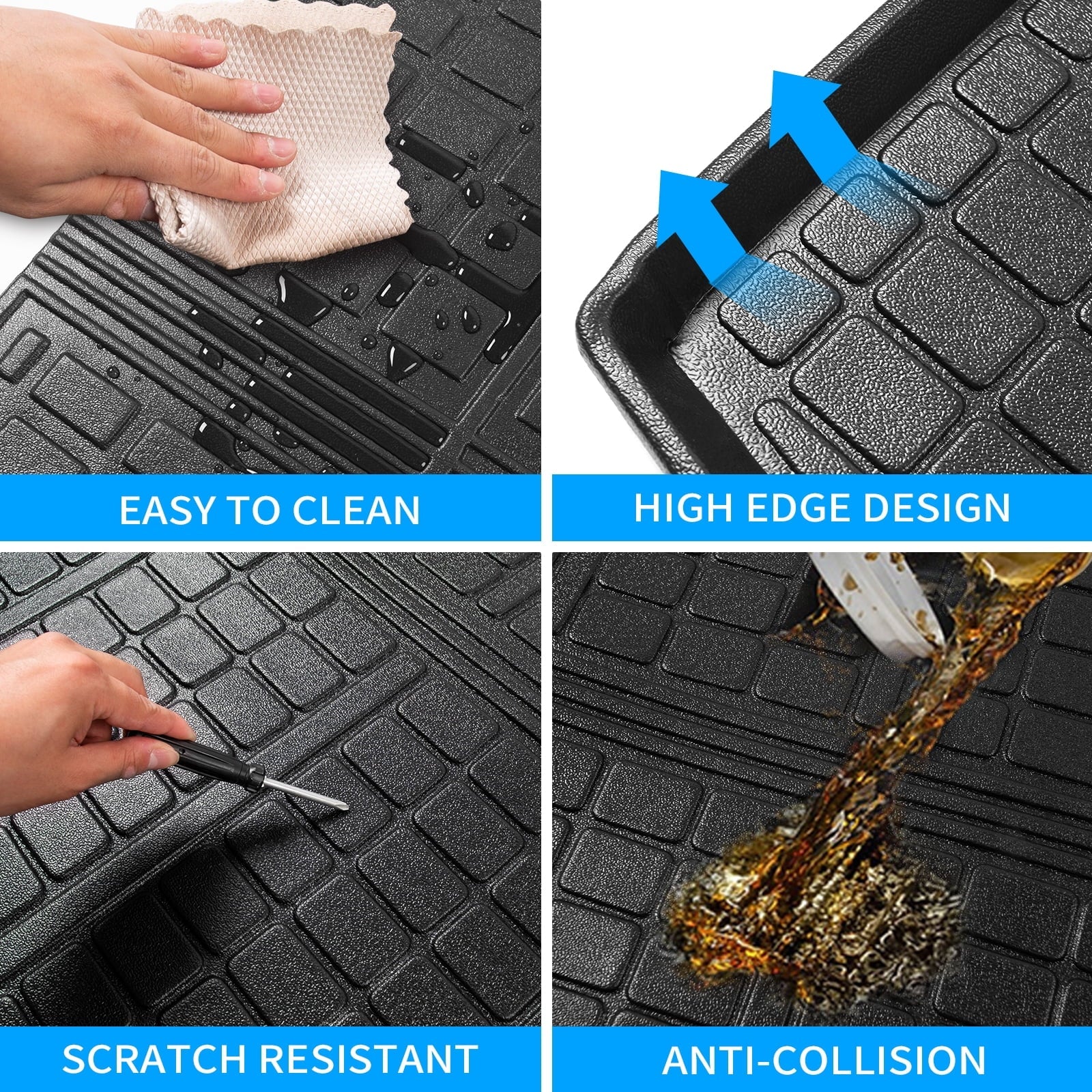 Fit 2019 2020 2021 2022 2023 Toyota Rav4 Floor Mats TPE Cargo Liner All Environment Rear Trunk Mat for Toyota Rav4 Accessories (Backrest Mats+Cargo Liner+Floor Mats)
