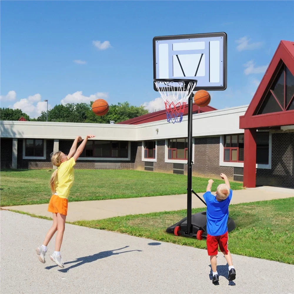 Renwick Portable Junior Basketball System Up to 8.2 Ft. for Kids, Junior and Youth for Indoor and Outdoor with Wheels
