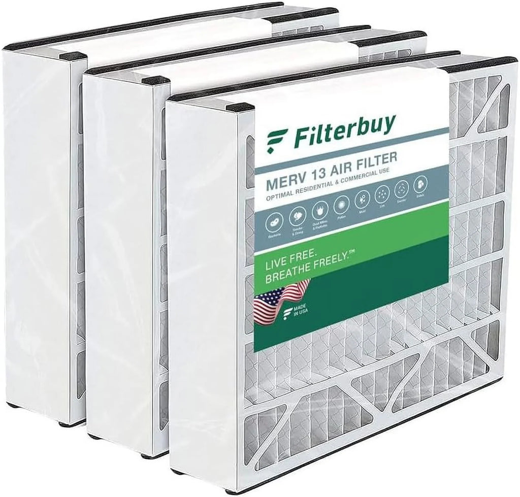 Filterbuy 20x25x5 MERV 13 Pleated HVAC AC Furnace Air Filters for Trion Air Bear, Generalaire, Skuttle, and Ultravation (3-Pack)