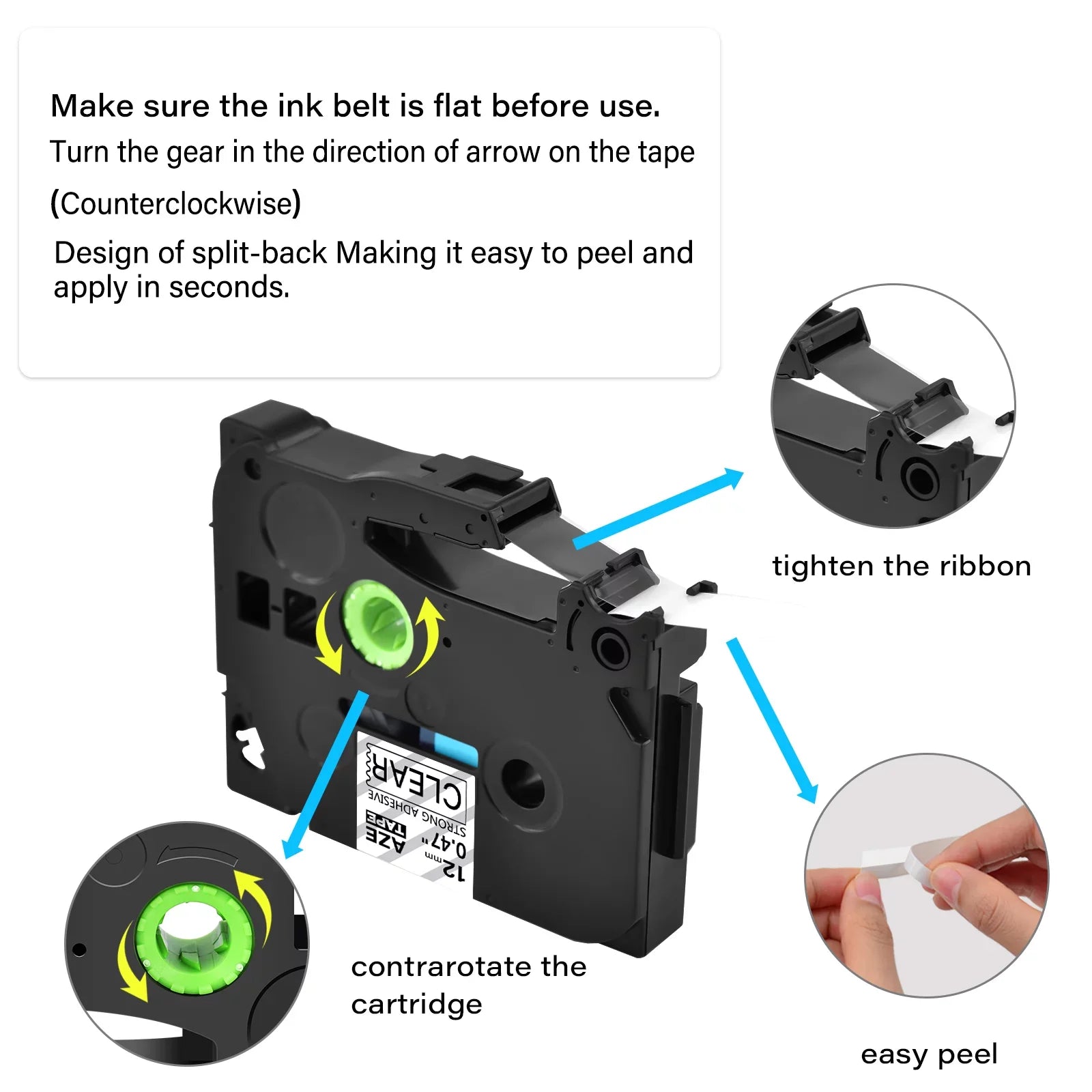 GREENCYCLE 30PK Matching for Brother P-touch Black on Clear 12mm TZ TZe TZe-S131 TZ-S131 TZ-131 TZe-131 Extra Strength Laminated Label Tape