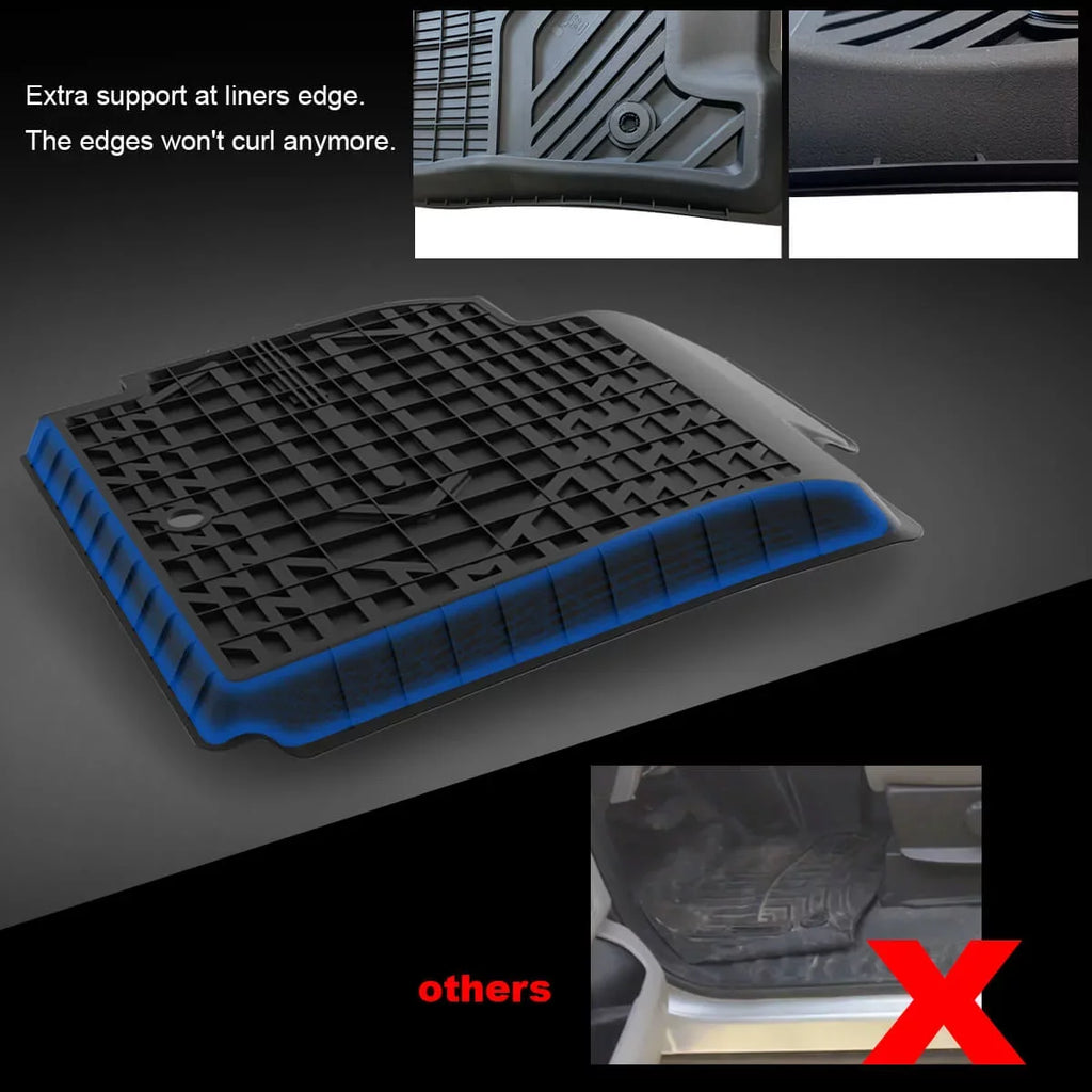 Lasfit Floor Liners for 2013- 2015 Jeep Grand Cherokee （Fit Bench Seating ONLY）,for 2013-2021 Dodge Durango (Fit Bench Seating on 2nd Row only),All Condition Fit TPE Floor Mats Set