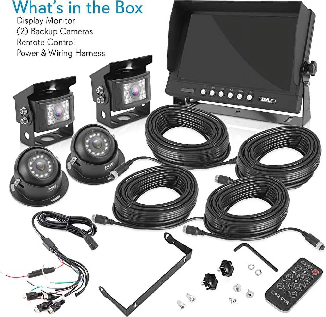 Pyle Rear View Backup Camera System DVR Parking Reverse Car Truck Vehicle Dual Rearview Back Up Kit