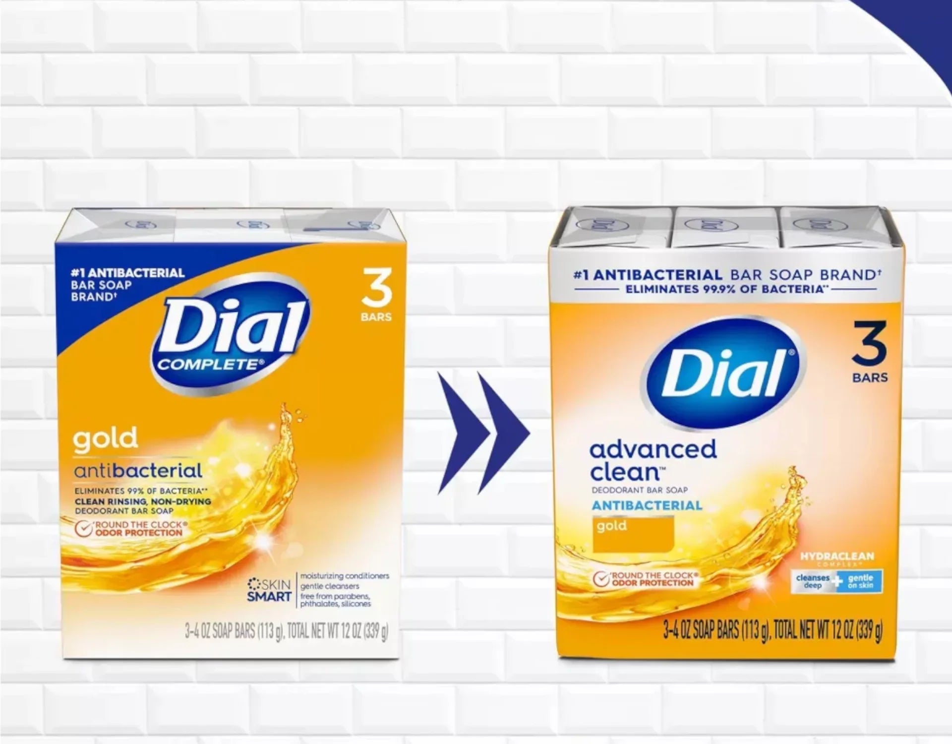 5 Pack Dial Antibacterial Deodorant Soap Gold 4oz 3 Count Each